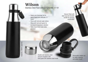 Wilson Stainless Steel Flask with Carry Handle - 500ml, Black Color