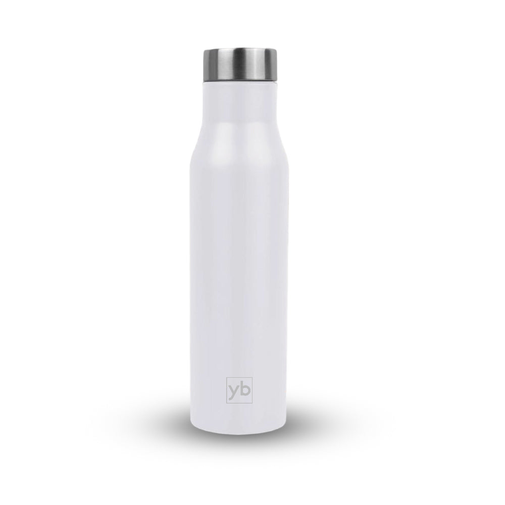Stay Hydrated in Style with our Long Cola Colored Stainless Steel Bottle - White