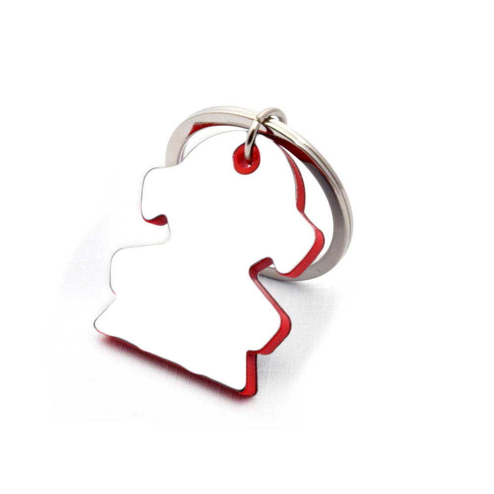 Beautiful Girl Shape Keychain with Red Highlights and Gunmetal Finish