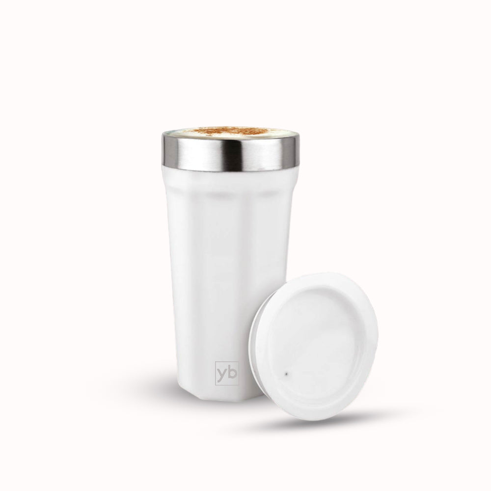 Stay Cozy with Our Hexa Tall Sipper Mug - 304 Grade Stainless Steel Inside, 375ml Capacity