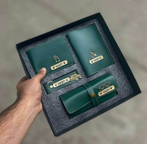 4 Piece Faux Series Combo (Wallet, Eyewear Case, Passport Holder, Keychain)