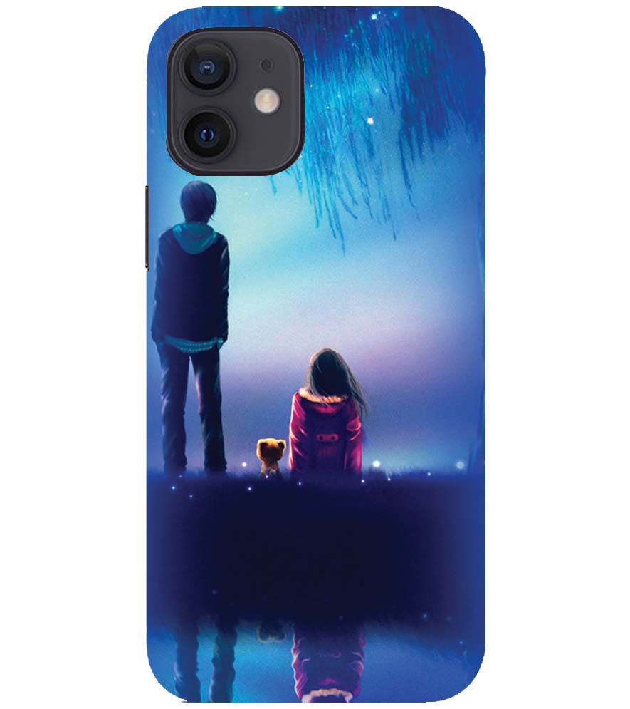 BT0106-A Girl And Boy With Blue Night Background Back Cover for Apple iPhone 12