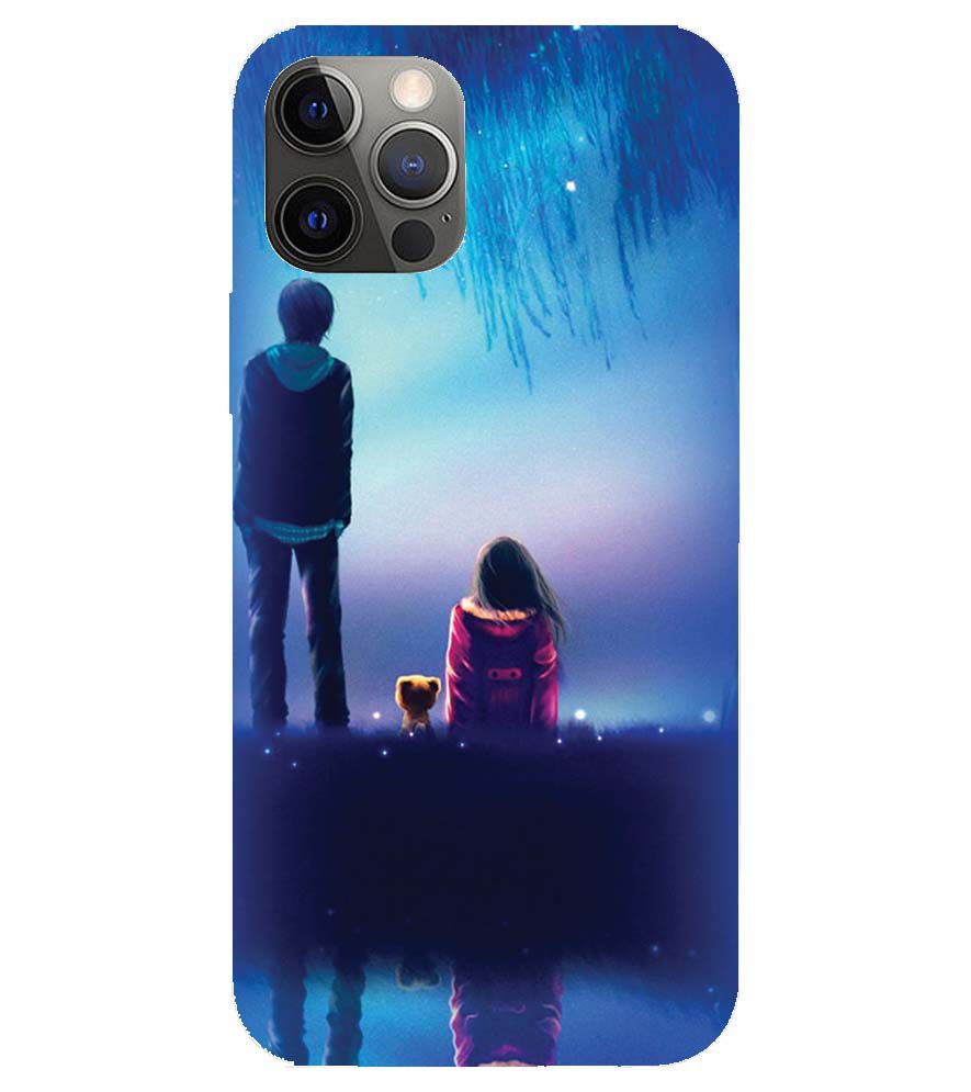 BT0106-A Girl And Boy With Blue Night Background Back Cover for Apple iPhone 12 Pro