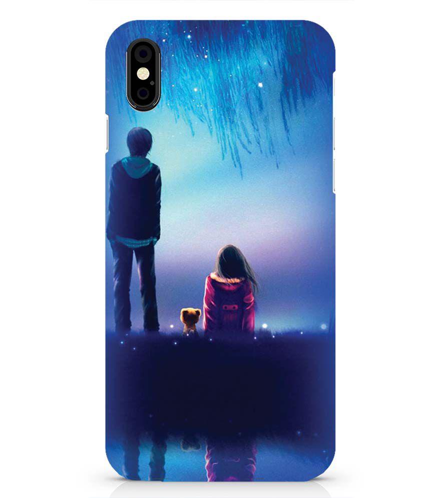 BT0106-A Girl And Boy With Blue Night Background Back Cover for Apple iPhone X