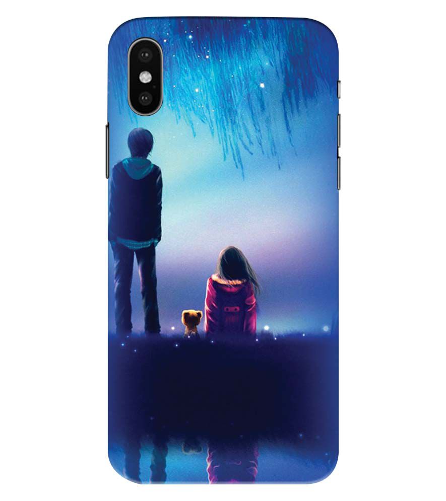 BT0106-A Girl And Boy With Blue Night Background Back Cover for Apple iPhone XS Max