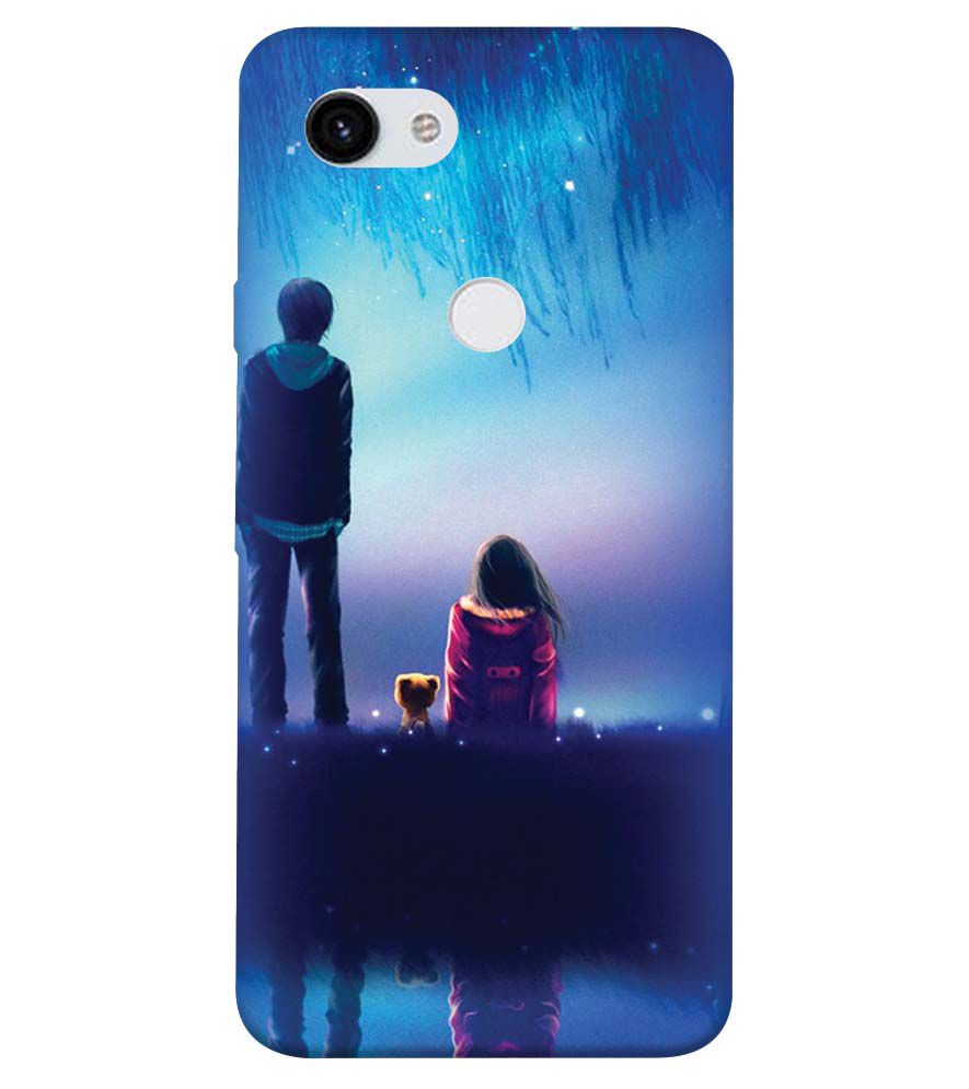 BT0106-A Girl And Boy With Blue Night Background Back Cover for Google Pixel 3a