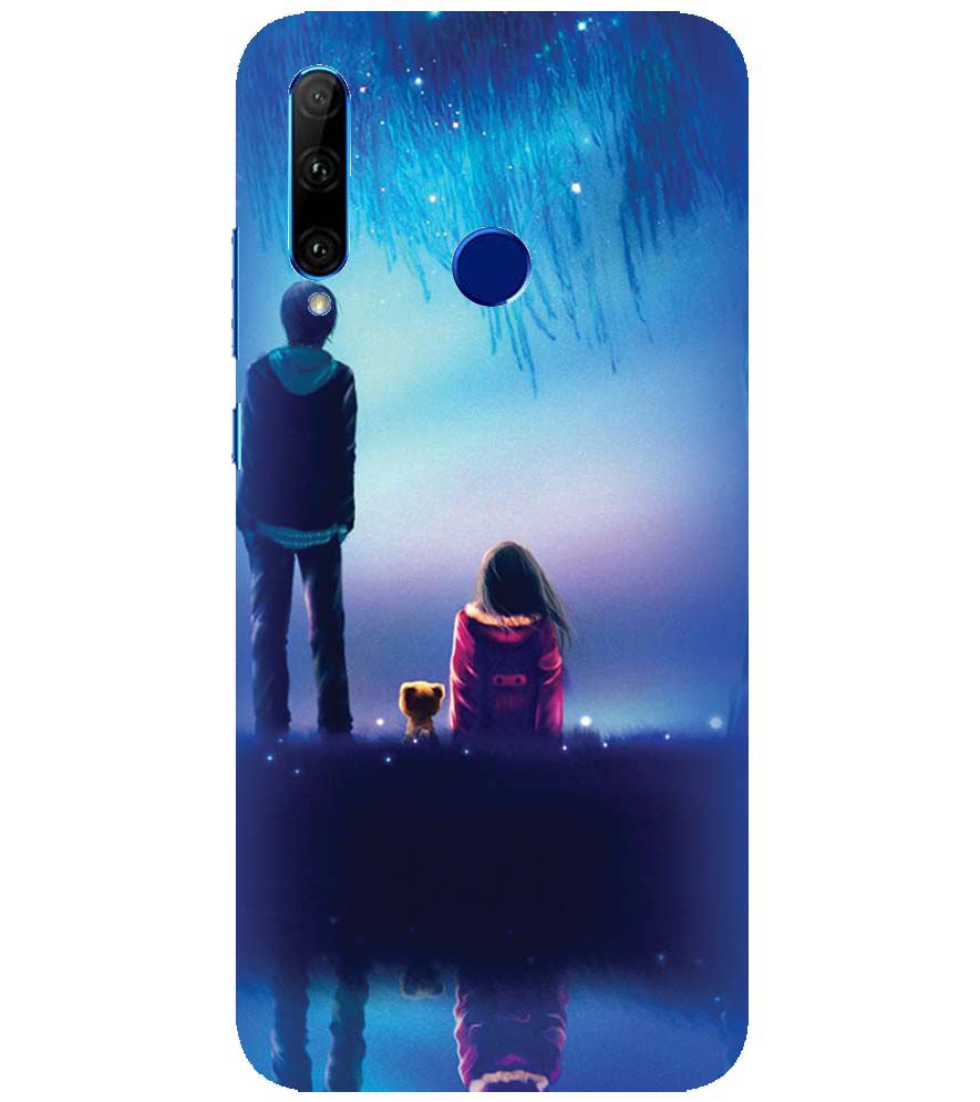 BT0106-A Girl And Boy With Blue Night Background Back Cover for Honor 20i