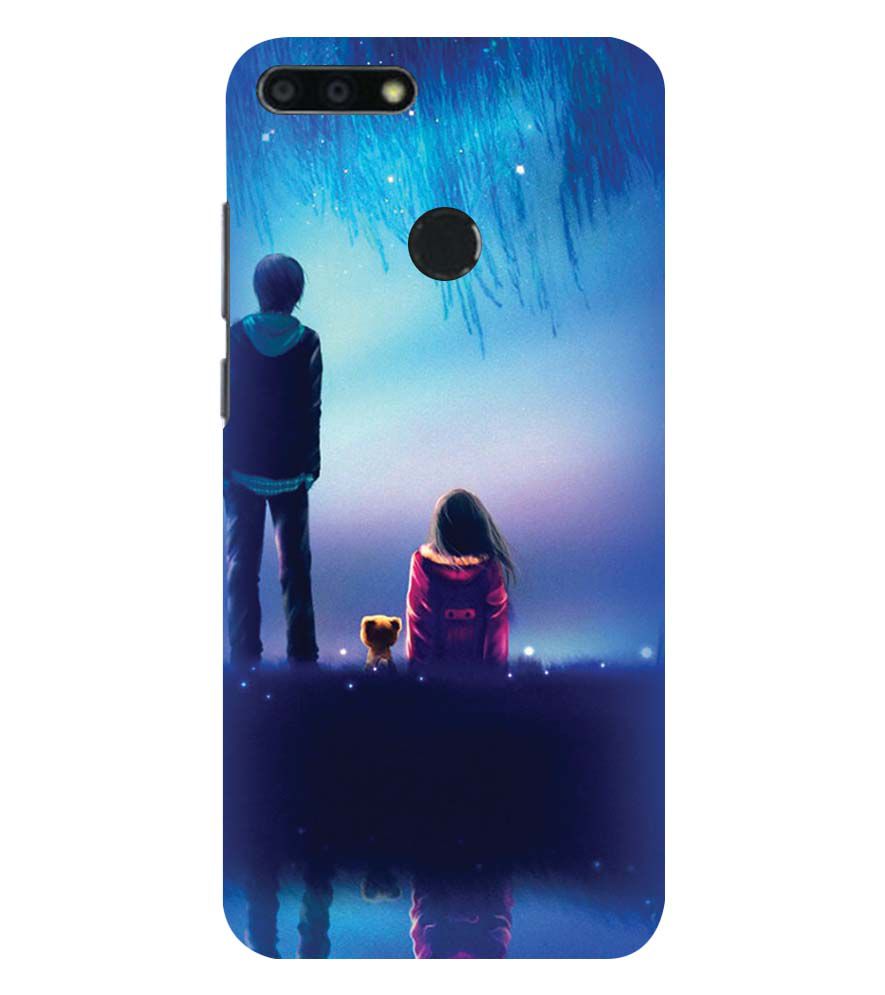 BT0106-A Girl And Boy With Blue Night Background Back Cover for Honor 7A