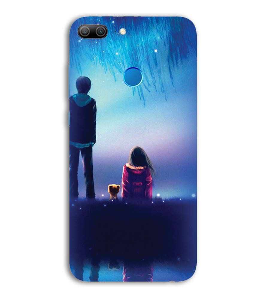 BT0106-A Girl And Boy With Blue Night Background Back Cover for Honor 9 Lite