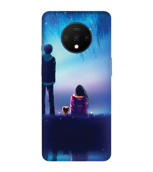 BT0106-A Girl And Boy With Blue Night Background Back Cover for OnePlus 7T