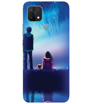 BT0106-A Girl And Boy With Blue Night Background Back Cover for Oppo A15 and Oppo A15s