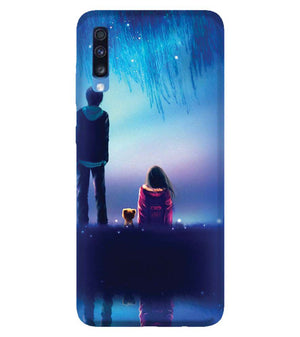 BT0106-A Girl And Boy With Blue Night Background Back Cover for Samsung Galaxy A70