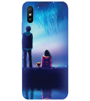 BT0106-A Girl And Boy With Blue Night Background Back Cover for Xiaomi Redmi 9i