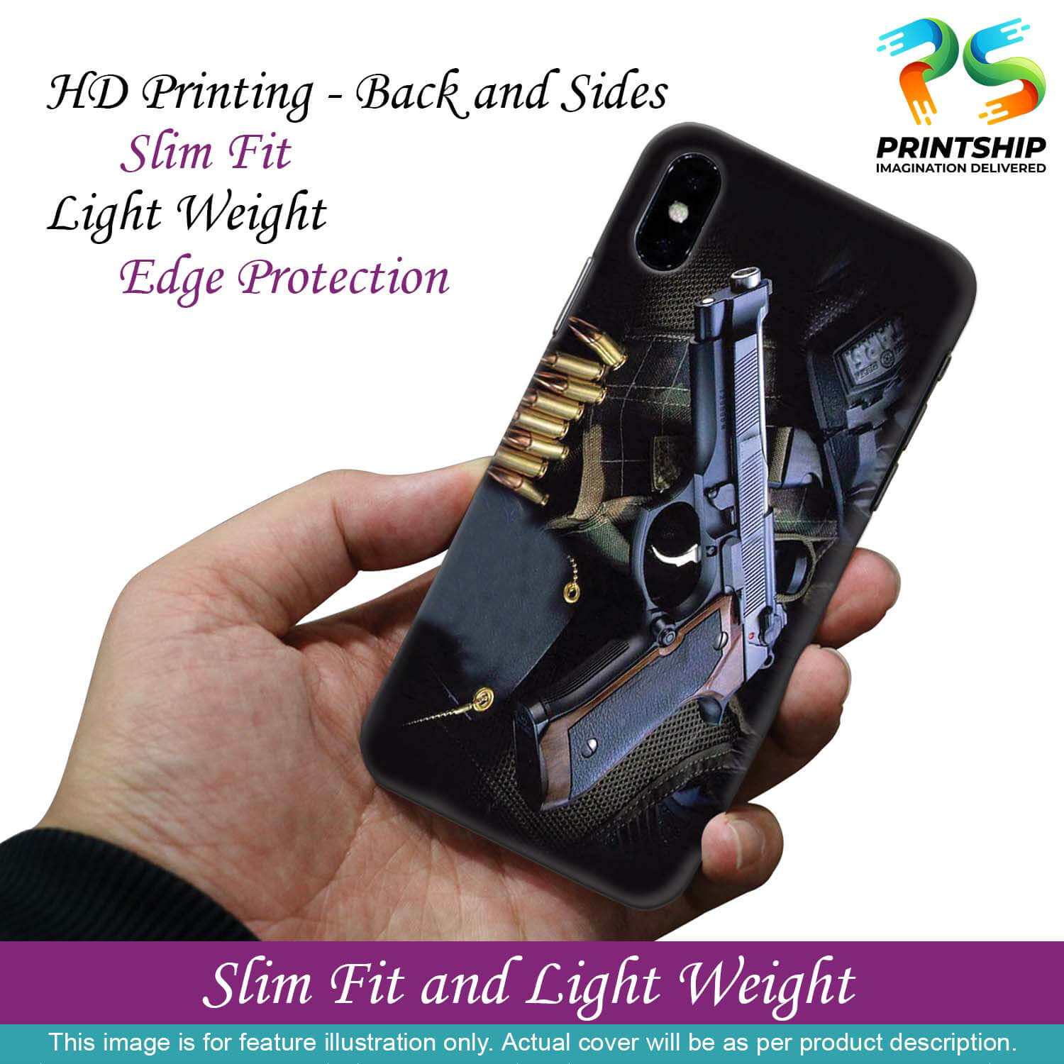D1624-Guns And Bullets Back Cover for Oppo F17 Pro