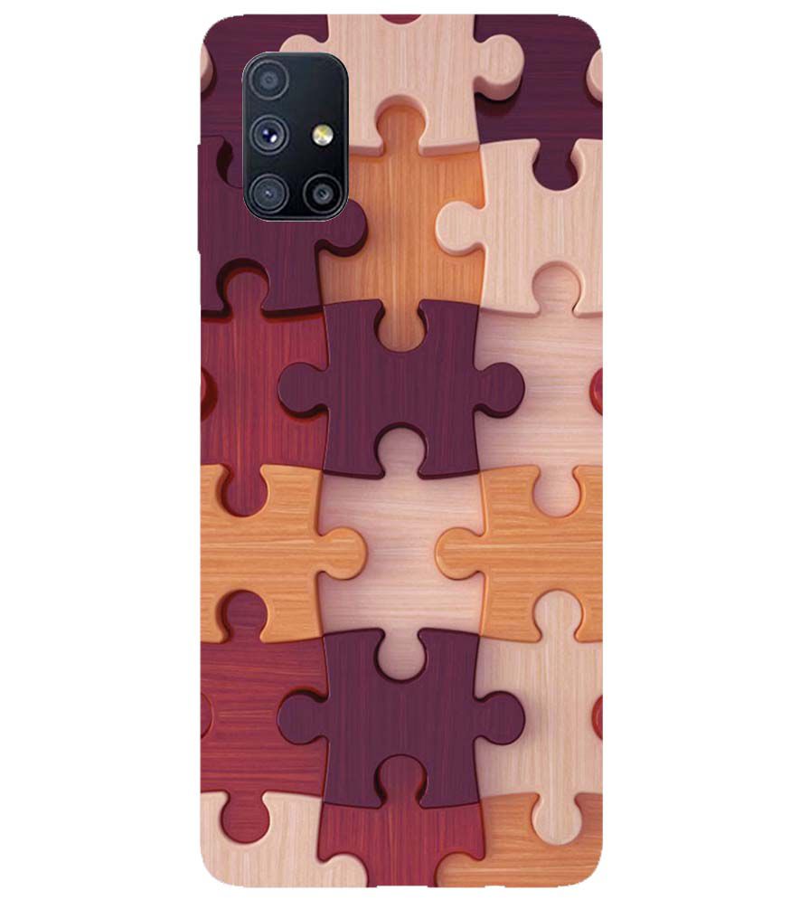 D2046-Wooden Jigsaw Back Cover for Samsung Galaxy M51