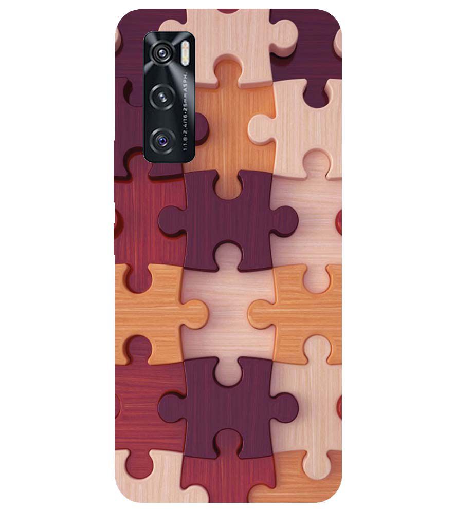 D2046-Wooden Jigsaw Back Cover for vivo V20 SE