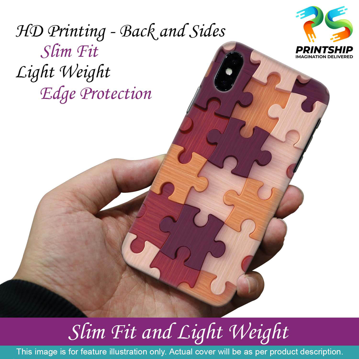 D2046-Wooden Jigsaw Back Cover for Vivo Y50
