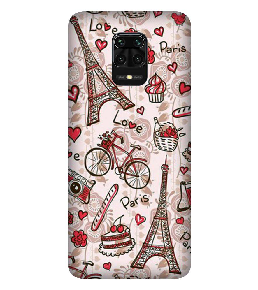 D2109-Love In Paris Back Cover for Xiaomi Redmi Note 9 Pro Max