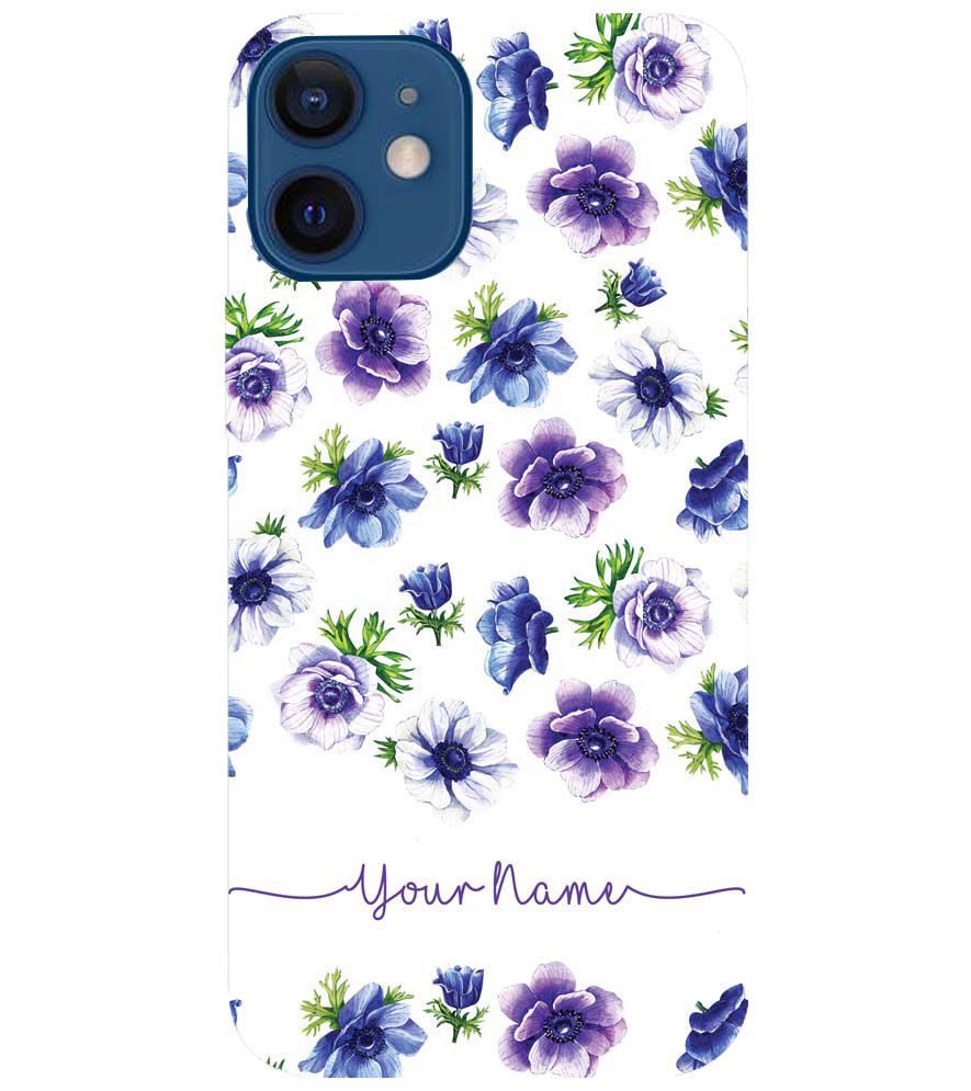 IK5005-Purple Flowers with Name Back Cover for Apple iPhone 12 Mini