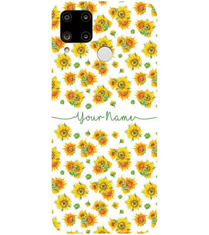 IK5006-Yellow Flowers with Name Back Cover for Realme C15