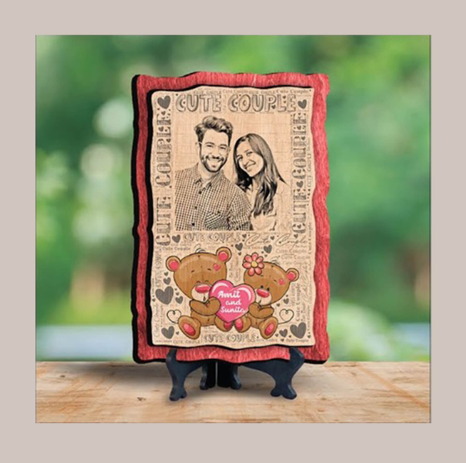 Wooden Plaque Photo Frame - MDF Wood, 6x8 Inches