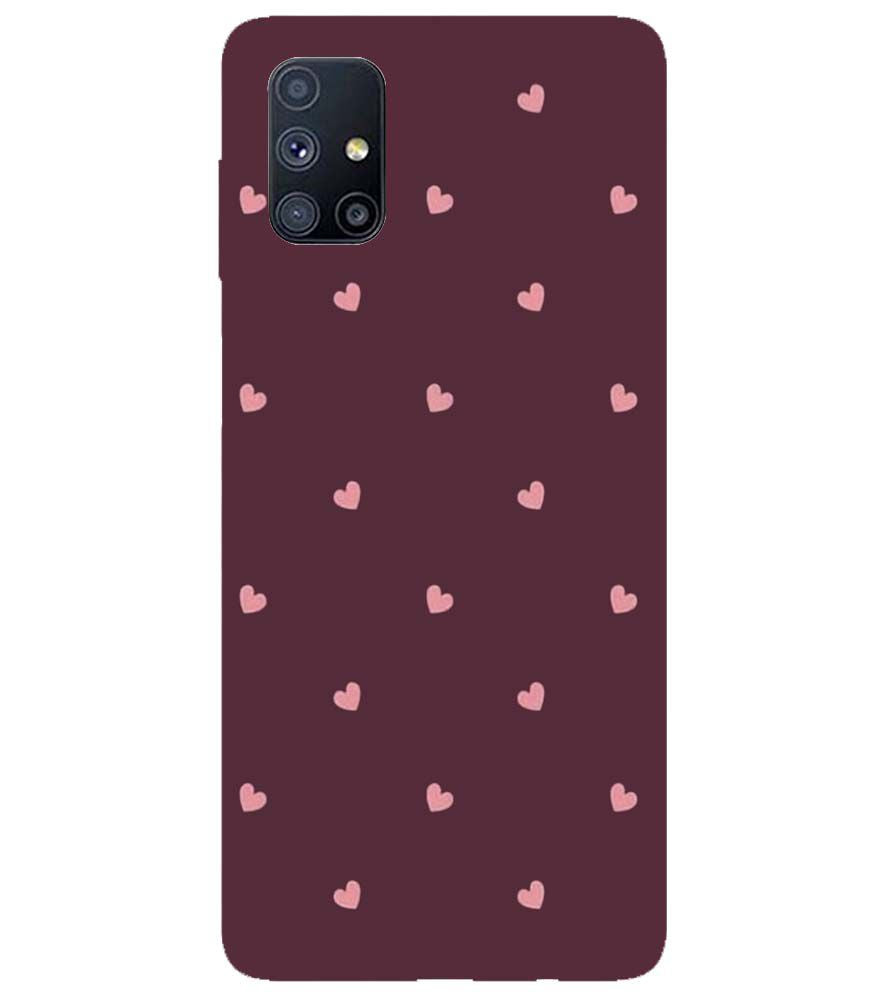PS1307-Pink Heart Back Cover for Samsung Galaxy M51