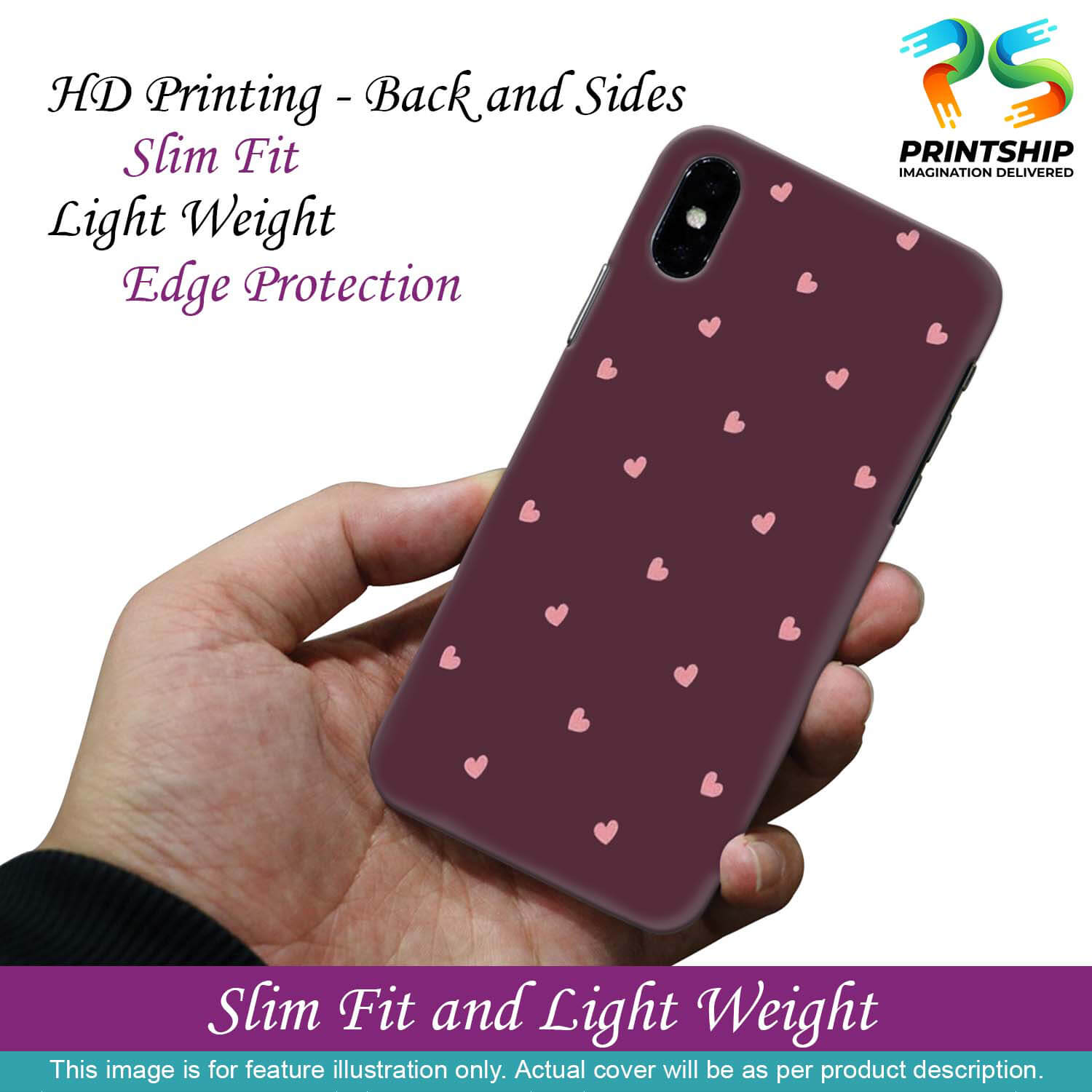 PS1307-Pink Heart Back Cover for Xiaomi Redmi K30