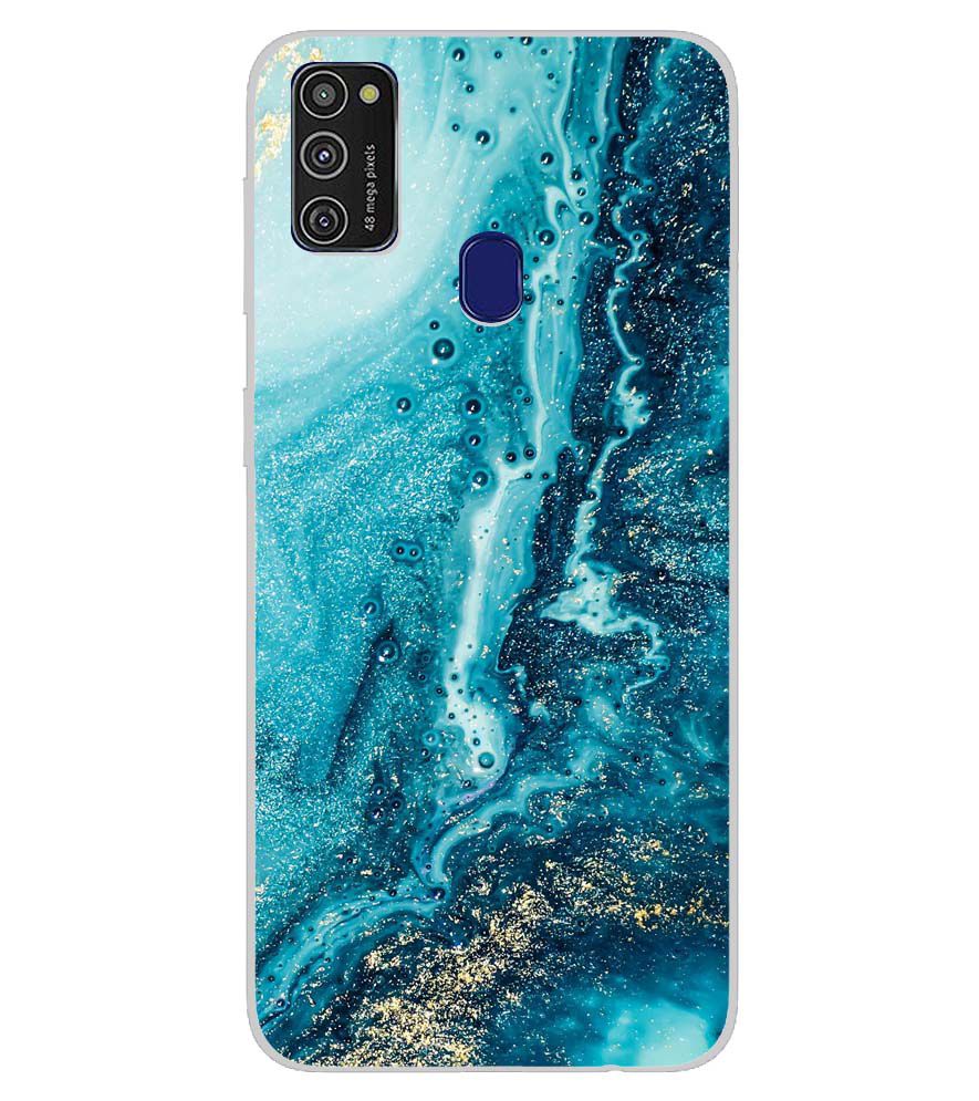 PS1317-Blue Marbles Back Cover for Samsung Galaxy M21