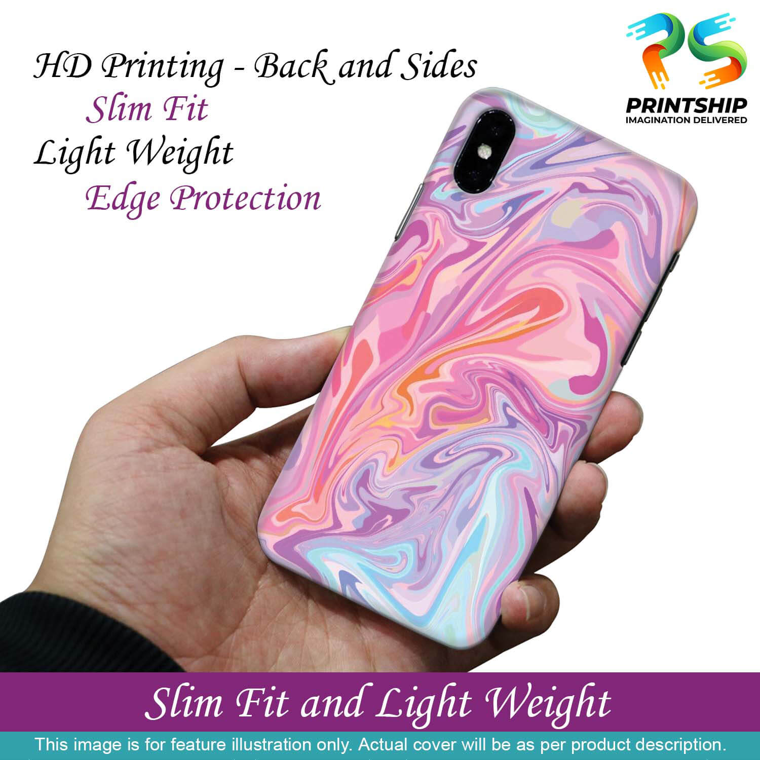 PS1319-Pink Premium Marble Back Cover for Oppo A52