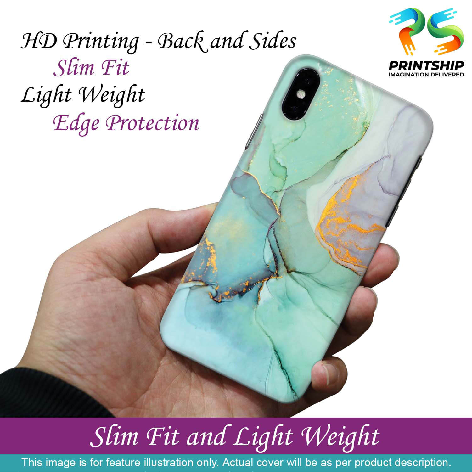PS1320-Green Marble Premium Back Cover for Xiaomi Poco M2