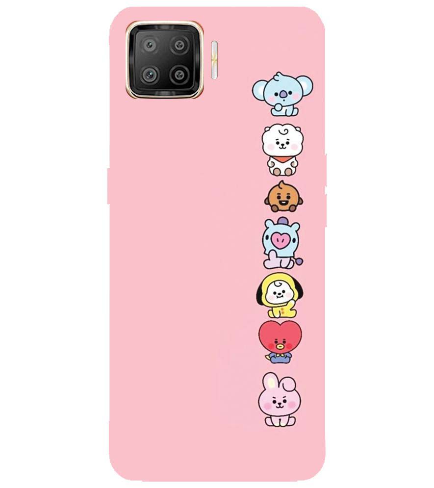 PS1321-Cute Loving Animals Girly Back Cover for Oppo F17