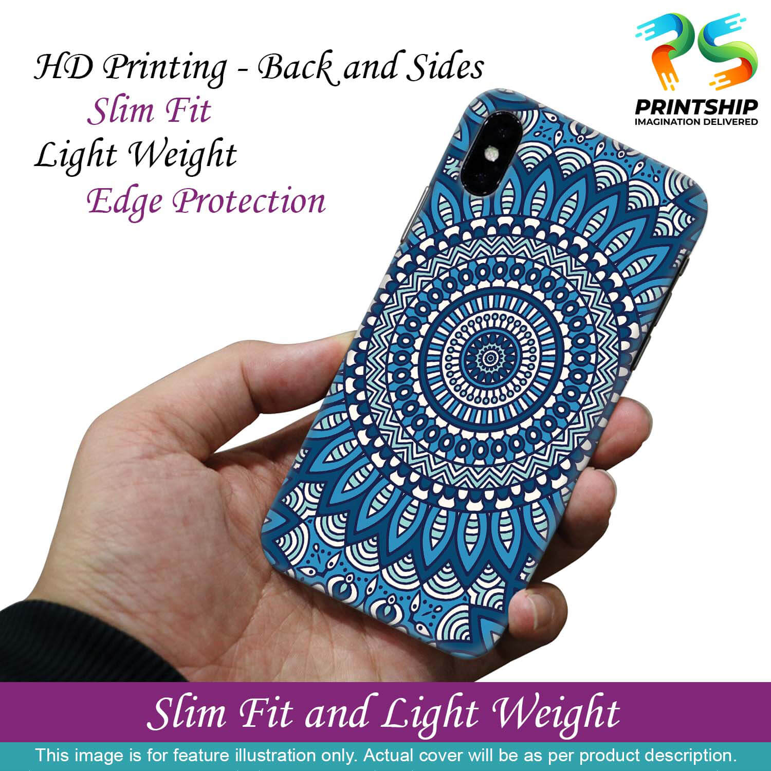 PS1327-Blue Mandala Design Back Cover for Samsung Galaxy M51