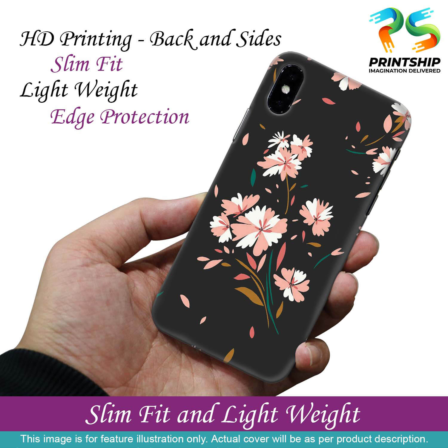 PS1328-Flower Pattern Back Cover for Samsung Galaxy M51