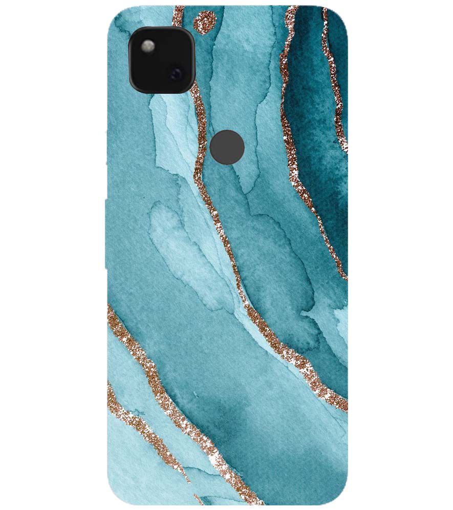 PS1329-Golden Green Marble Back Cover for Google Pixel 4a
