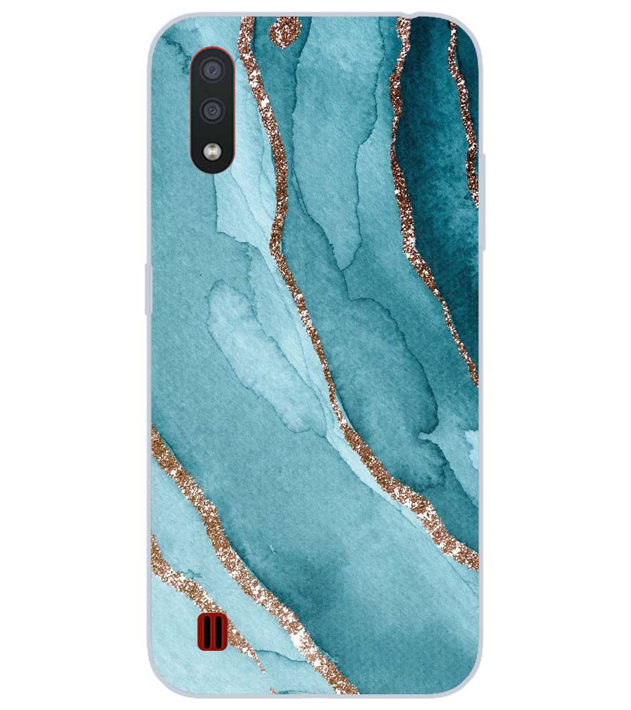 PS1329-Golden Green Marble Back Cover for Samsung Galaxy M01