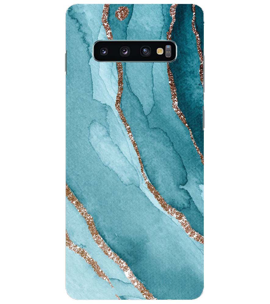 PS1329-Golden Green Marble Back Cover for Samsung Galaxy S10+ (Plus with 6.4 Inch Screen)