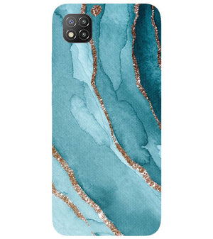PS1329-Golden Green Marble Back Cover for Xiaomi Poco C3