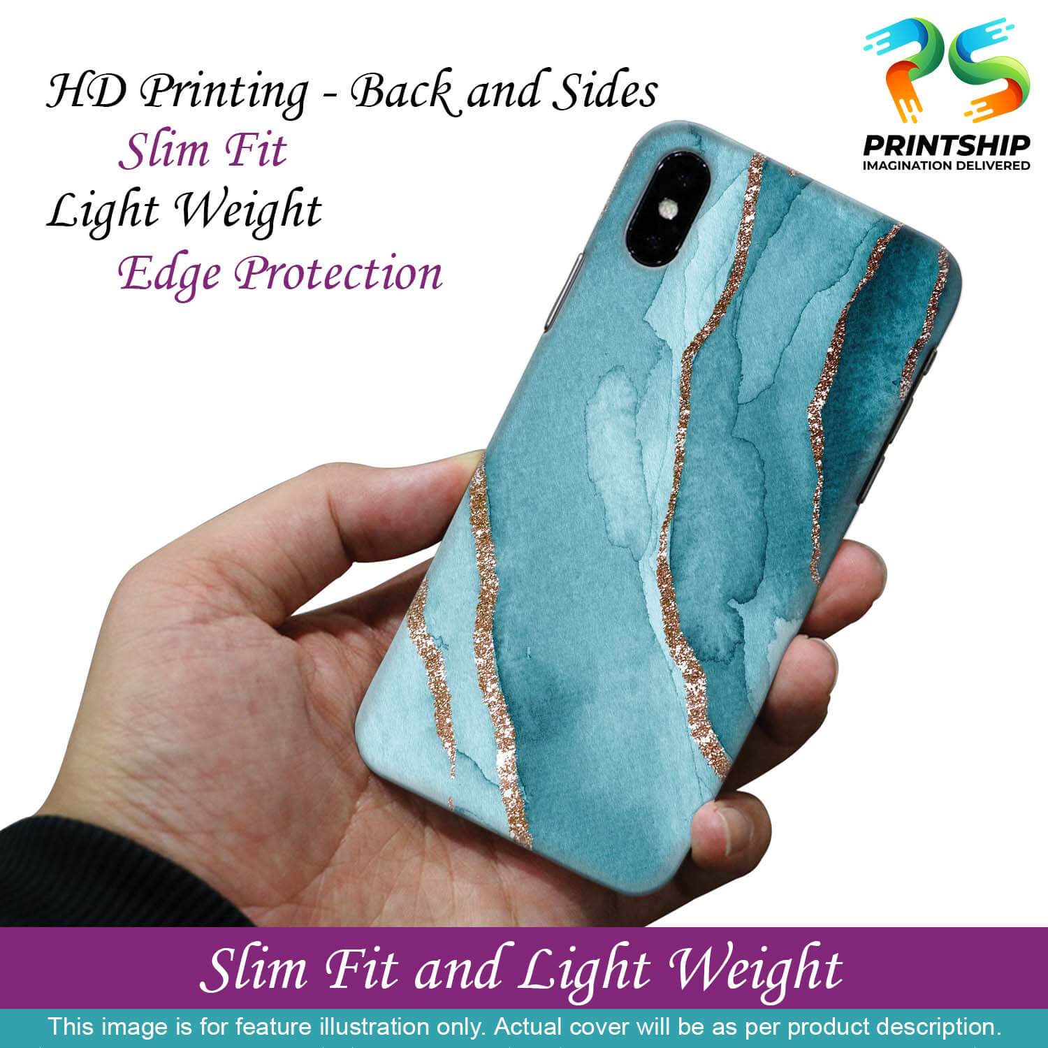 PS1329-Golden Green Marble Back Cover for vivo X50 Pro