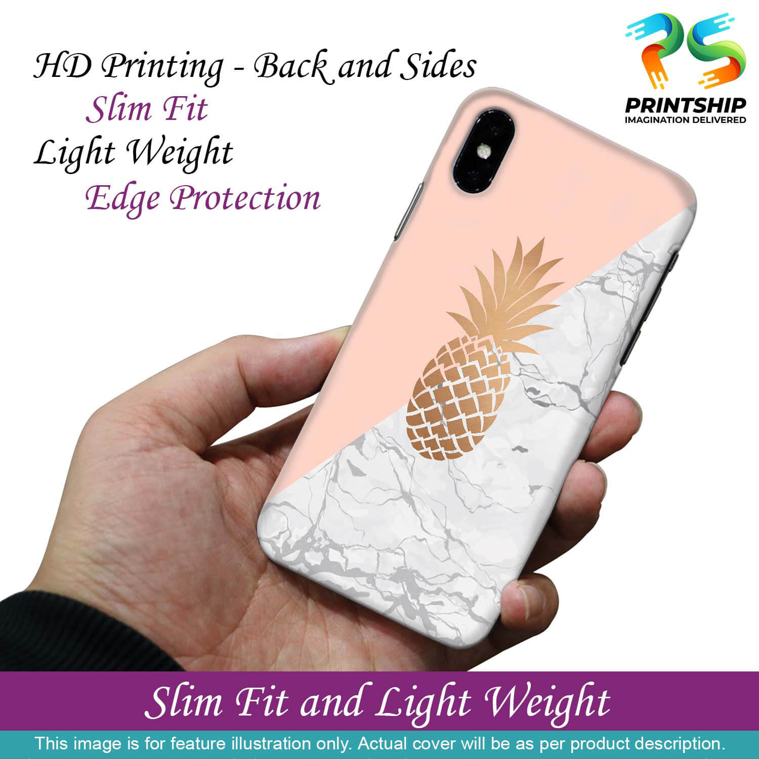 PS1330-Pineapple Marble Back Cover for Apple iPhone XS Max