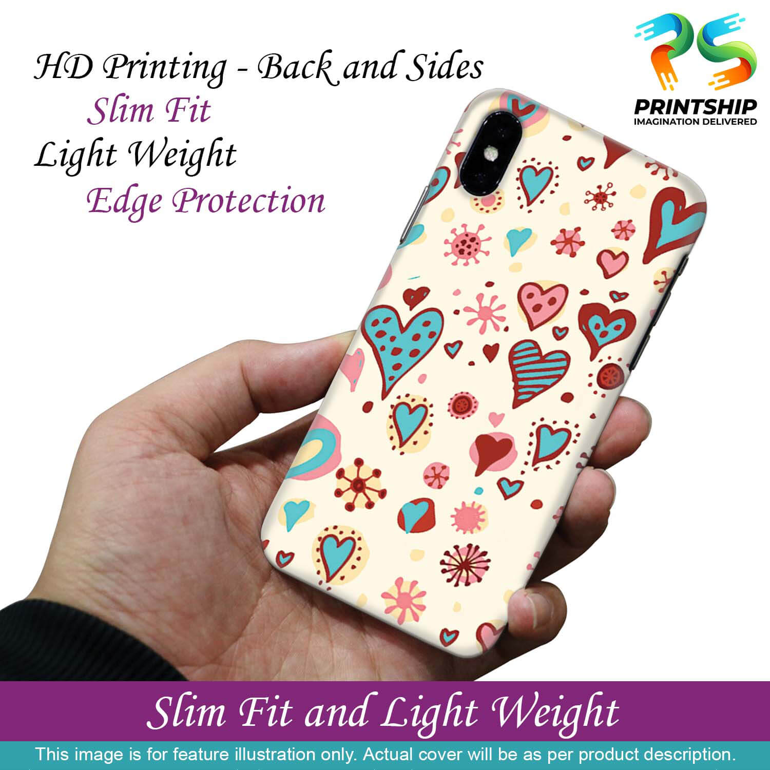 PS1332-Hearts All Around Back Cover for Vivo Y20i
