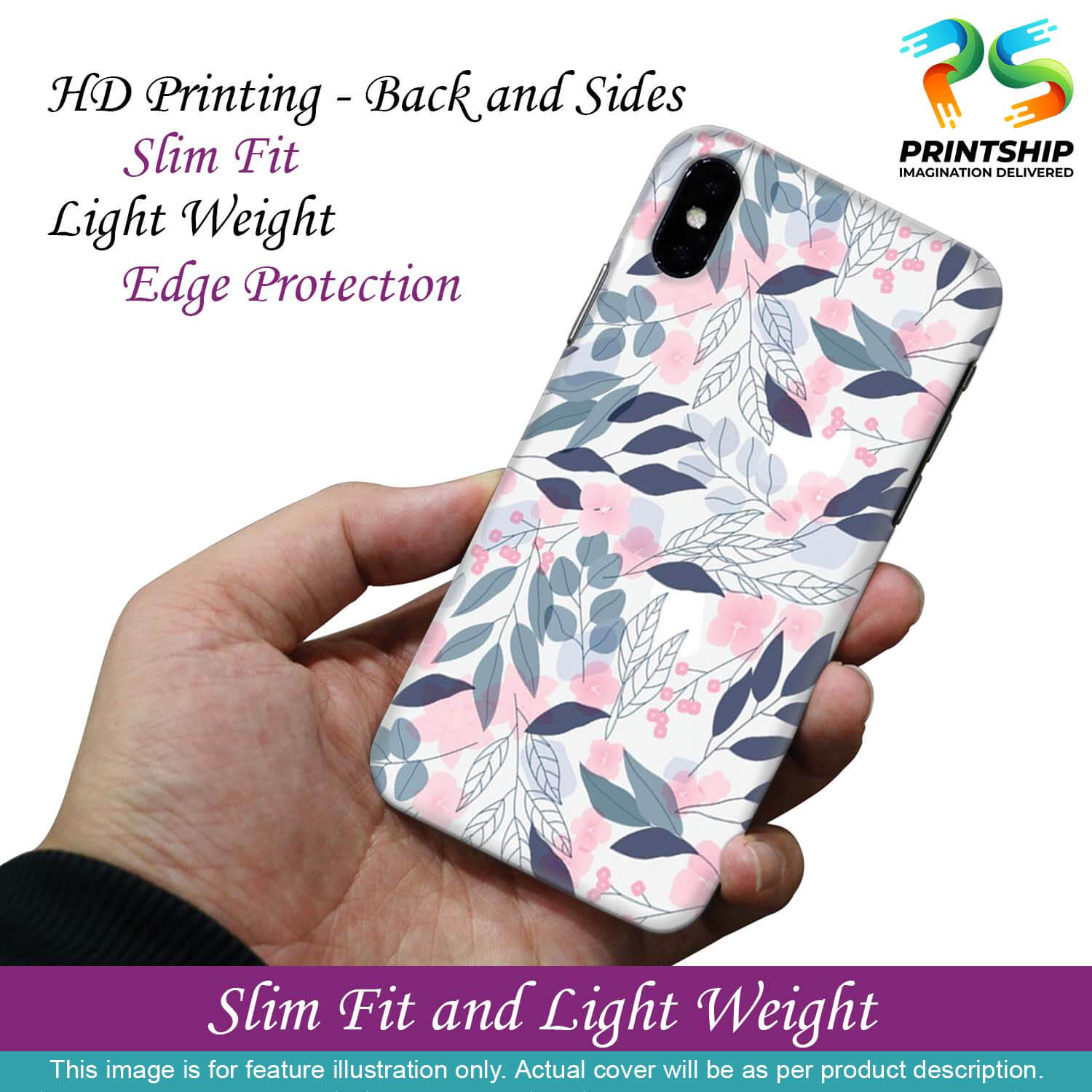 PS1333-Flowery Patterns Back Cover for Apple iPhone XS Max