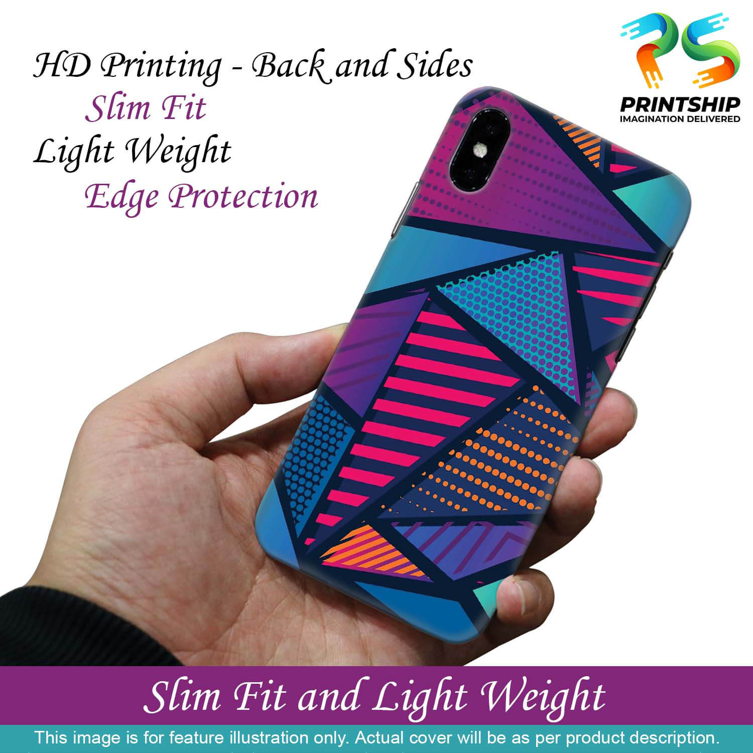 PS1335-Geometric Pattern Back Cover for Apple iPhone X