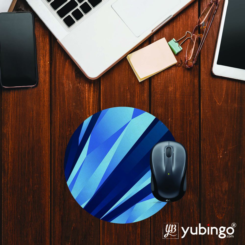 Blue Pattern Mouse Pad (Round)