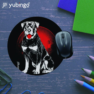 Dog and Moon Mouse Pad (Round)-Image5