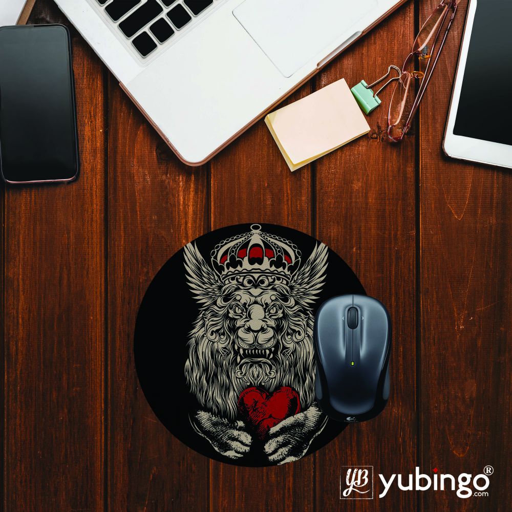 Lion Heart Mouse Pad (Round)