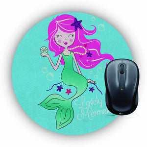 Lovely Mermaid Mouse Pad (Round)