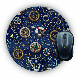 Nautical Blue Mouse Pad (Round)