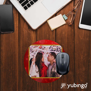 Photo with Golden Border Mouse Pad (Round)-Image2