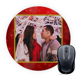 Photo with Golden Border Mouse Pad (Round)