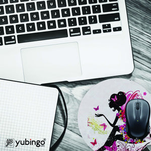 The Pixie With Her Butterflies Mouse Pad (Round)-Image4